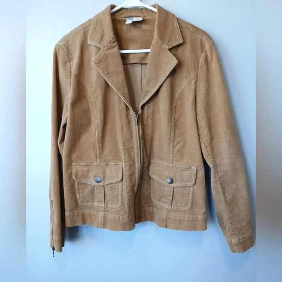 Sahalie women's size S tan corduroy zip up jacket with pockets - Picture 1 of 8